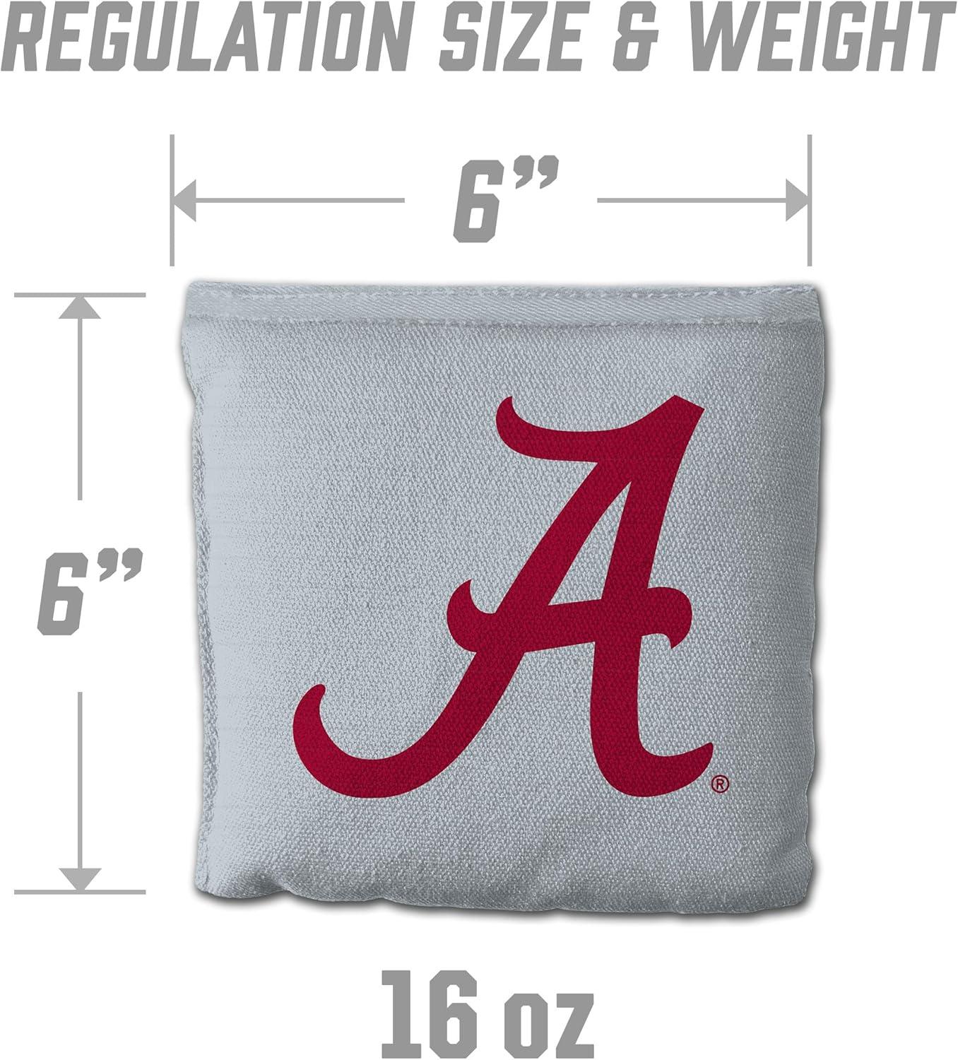 imageYouTheFan OfficiallyLicensed NCAA Set of 8 Cornhole Bags All Weather Dual Sided Slide ampamp Stop Regulation Size with Carry caseAlabama Crimson Tide