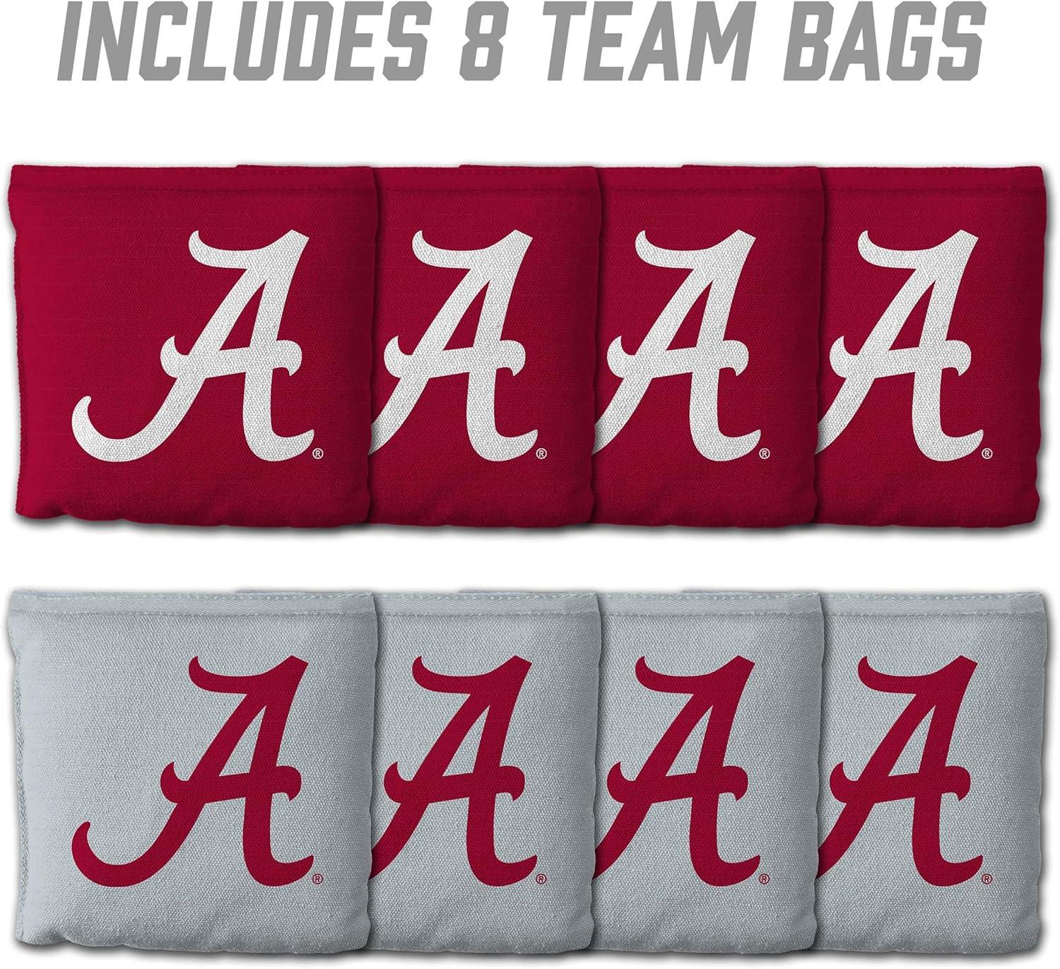 imageYouTheFan OfficiallyLicensed NCAA Set of 8 Cornhole Bags All Weather Dual Sided Slide ampamp Stop Regulation Size with Carry caseAlabama Crimson Tide
