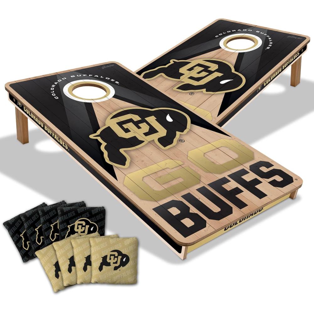 imageYouTheFan NCAA 2 x 4 Slogan Series Professional Wood Cornhole Game with Logo BagsColorado Buffaloes