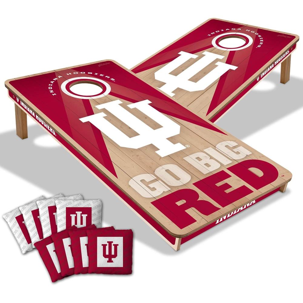 imageYouTheFan NCAA 2 x 4 Slogan Series Professional Wood Cornhole Game with Logo BagsIndiana Hoosiers