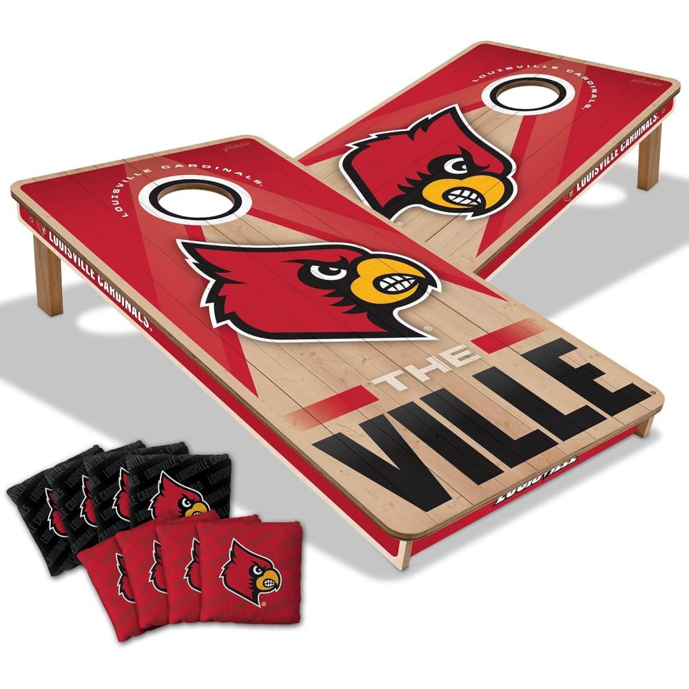 imageYouTheFan NCAA 2 x 4 Slogan Series Professional Wood Cornhole Game with Logo BagsLouisville Cardinals