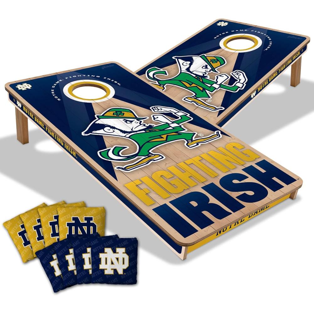 imageYouTheFan NCAA 2 x 4 Slogan Series Professional Wood Cornhole Game with Logo BagsNotre Dame Fighting Irish