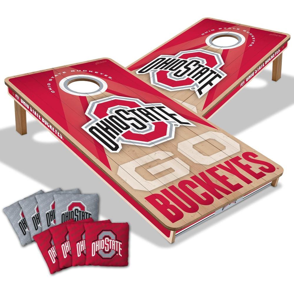 imageYouTheFan NCAA 2 x 4 Slogan Series Professional Wood Cornhole Game with Logo BagsOhio State Buckeyes