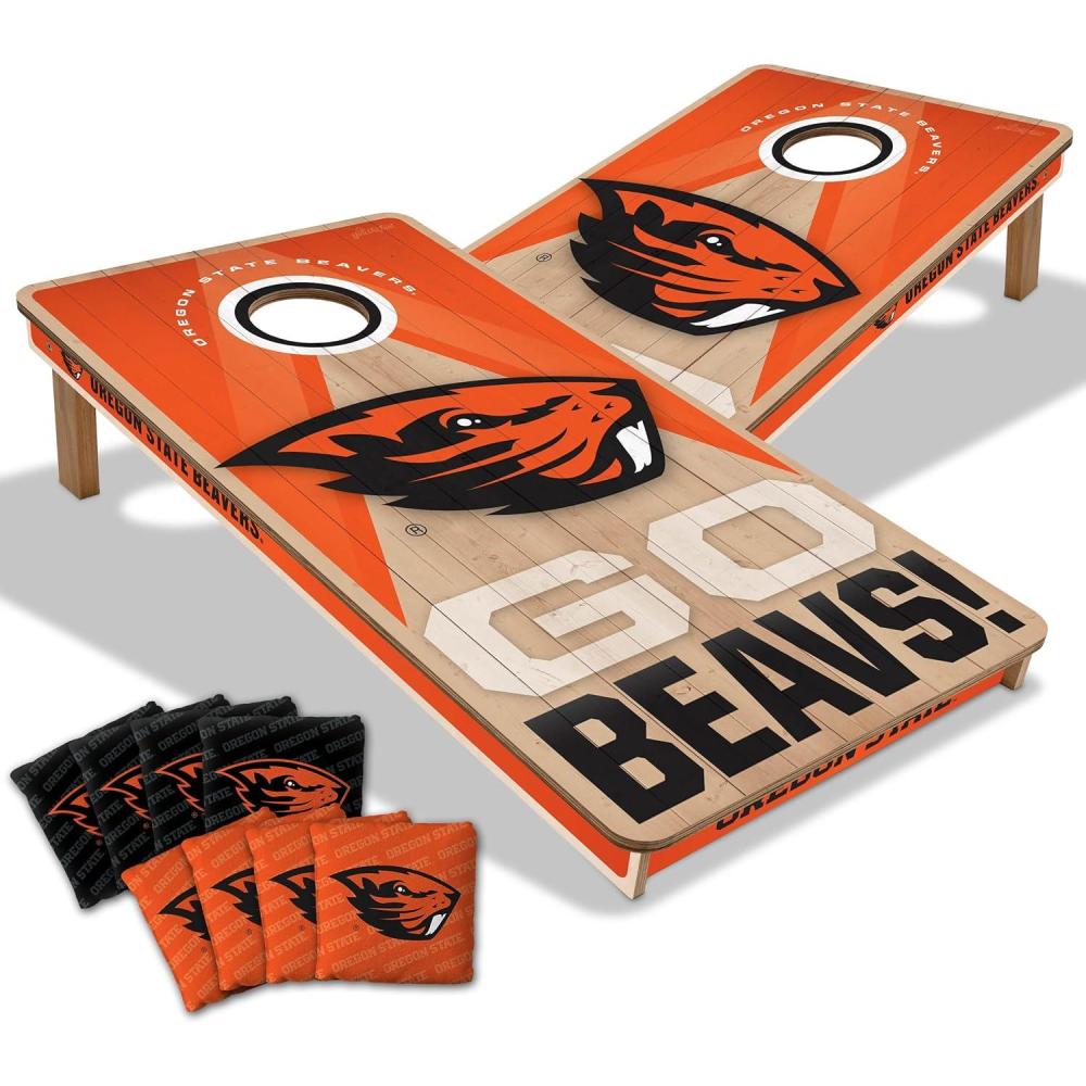 imageYouTheFan NCAA 2 x 4 Slogan Series Professional Wood Cornhole Game with Logo BagsOregon State Beavers