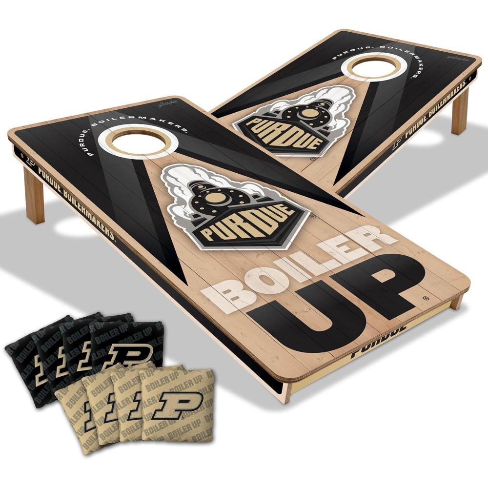imageYouTheFan NCAA 2 x 4 Slogan Series Professional Wood Cornhole Game with Logo BagsPurdue Boilermakers
