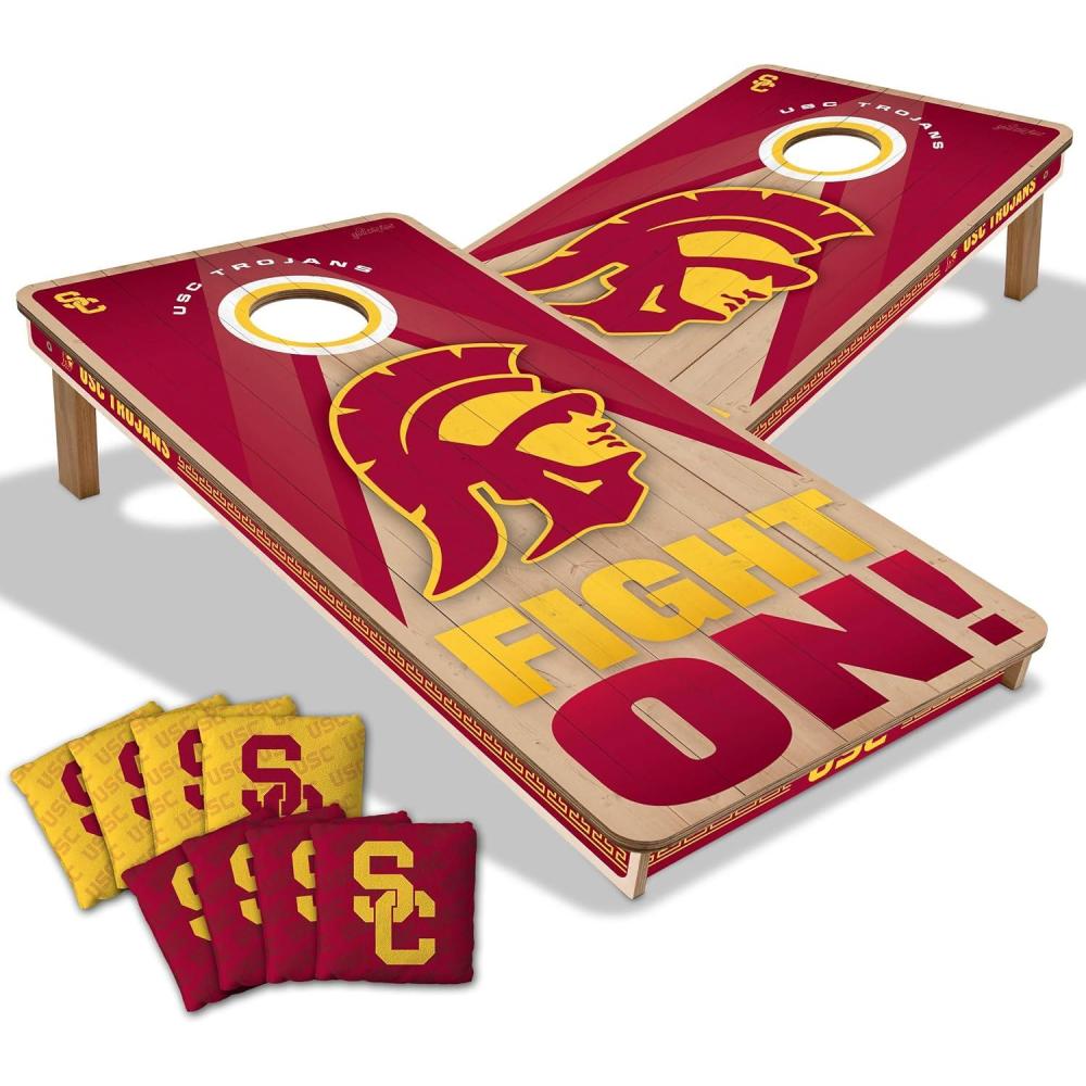 imageYouTheFan NCAA 2 x 4 Slogan Series Professional Wood Cornhole Game with Logo BagsUSC Trojans