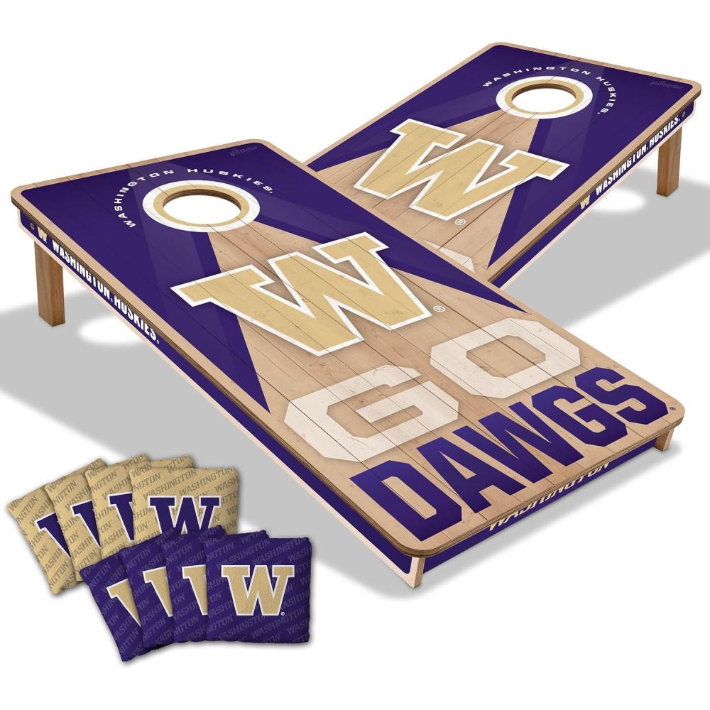 imageYouTheFan NCAA 2 x 4 Slogan Series Professional Wood Cornhole Game with Logo BagsWashington Huskies