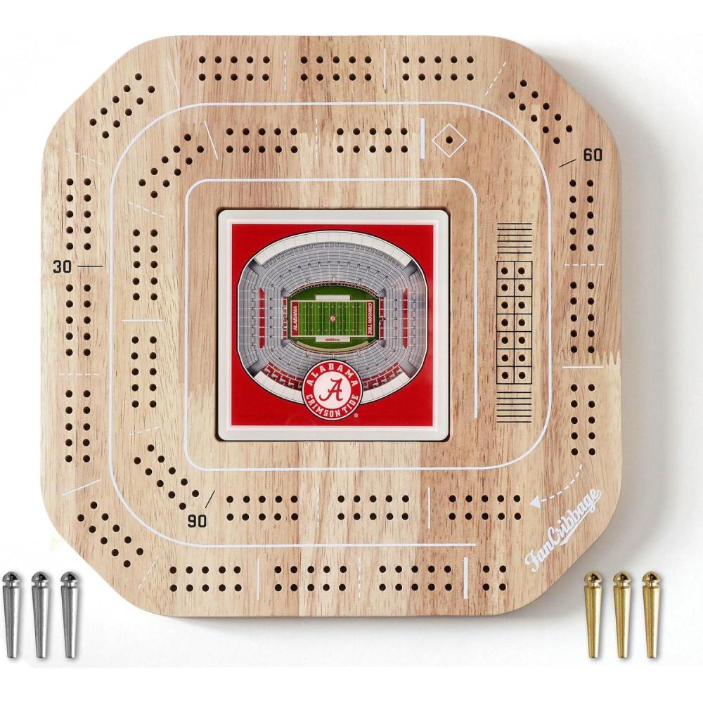 imageYouTheFan NCAA Licensed Fan Cribbage Wood Board GameAlabama Crimson Tide