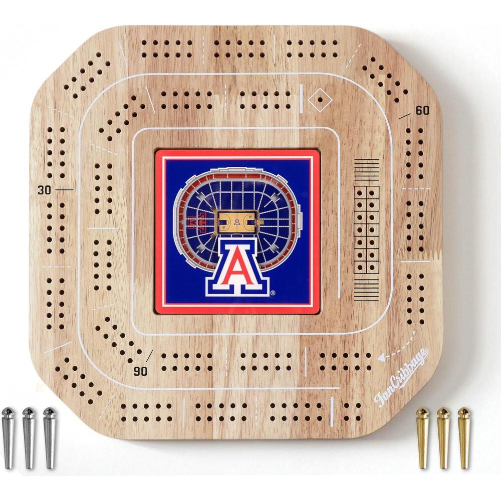 imageYouTheFan NCAA Licensed Fan Cribbage Wood Board GameArizona Wildcats