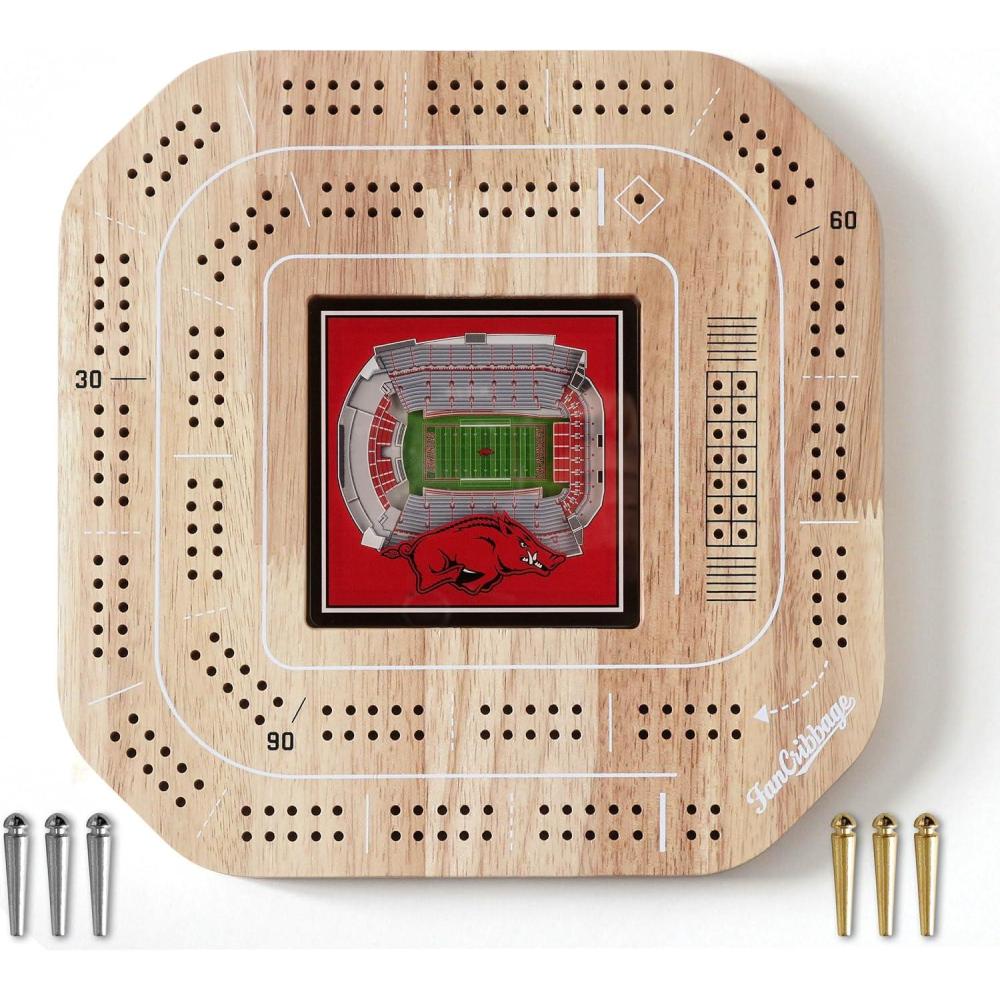 imageYouTheFan NCAA Licensed Fan Cribbage Wood Board GameArkansas Razorbacks