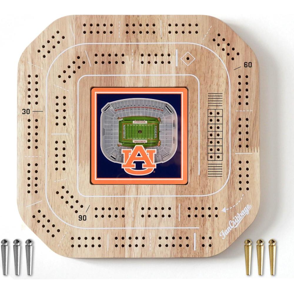 imageYouTheFan NCAA Licensed Fan Cribbage Wood Board GameAuburn Tigers