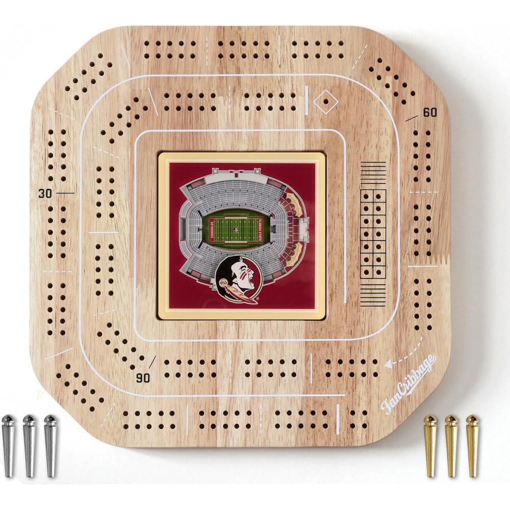 imageYouTheFan NCAA Licensed Fan Cribbage Wood Board GameFlorida State Seminoles