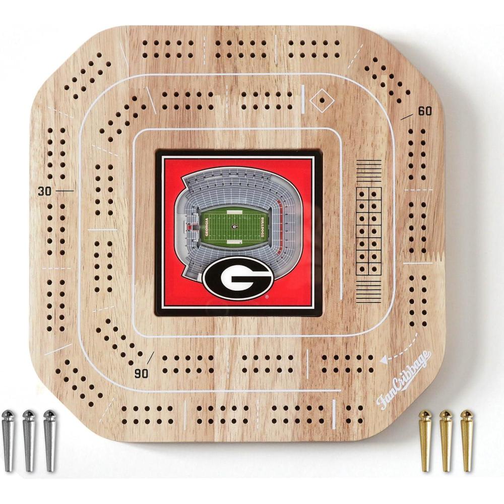 imageYouTheFan NCAA Licensed Fan Cribbage Wood Board GameGeorgia Bulldogs