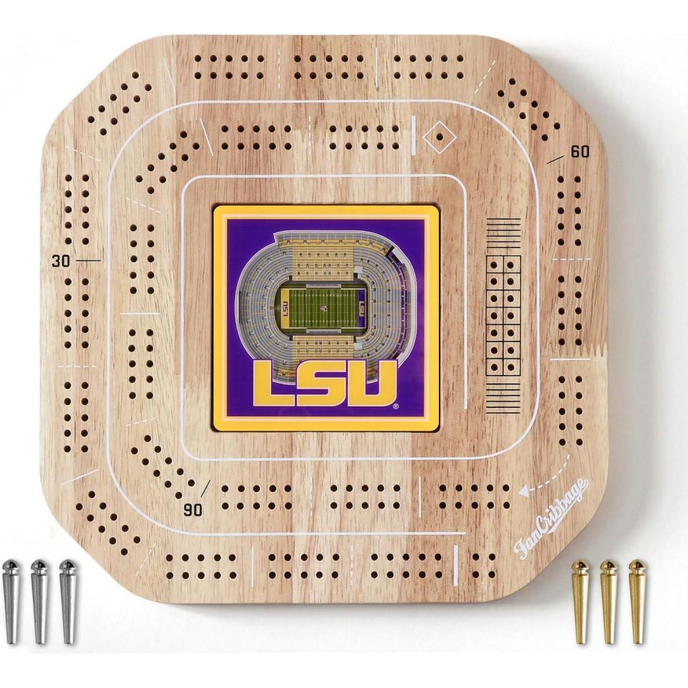 imageYouTheFan NCAA Licensed Fan Cribbage Wood Board GameLSU Tigers