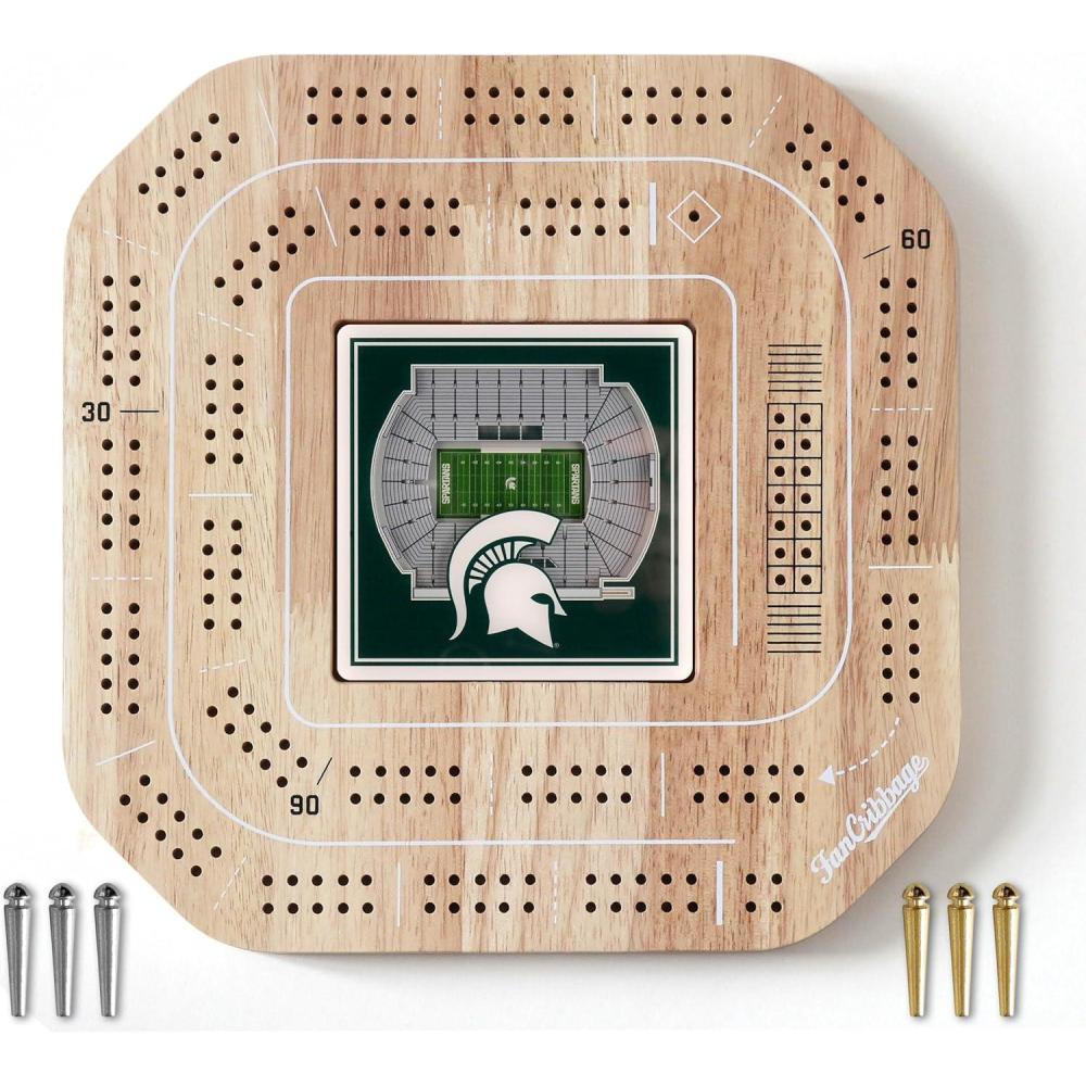 imageYouTheFan NCAA Licensed Fan Cribbage Wood Board GameMichigan State Spartans