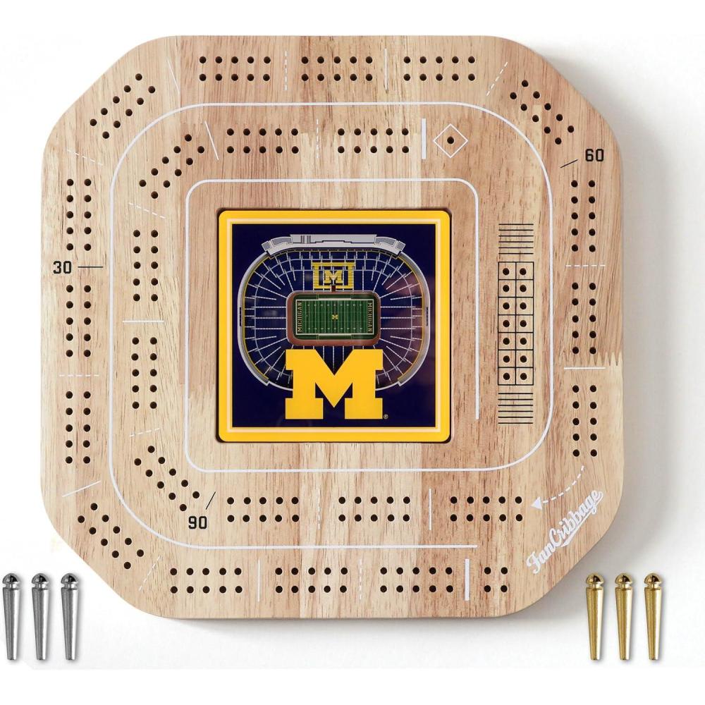 imageYouTheFan NCAA Licensed Fan Cribbage Wood Board GameMichigan Wolverines