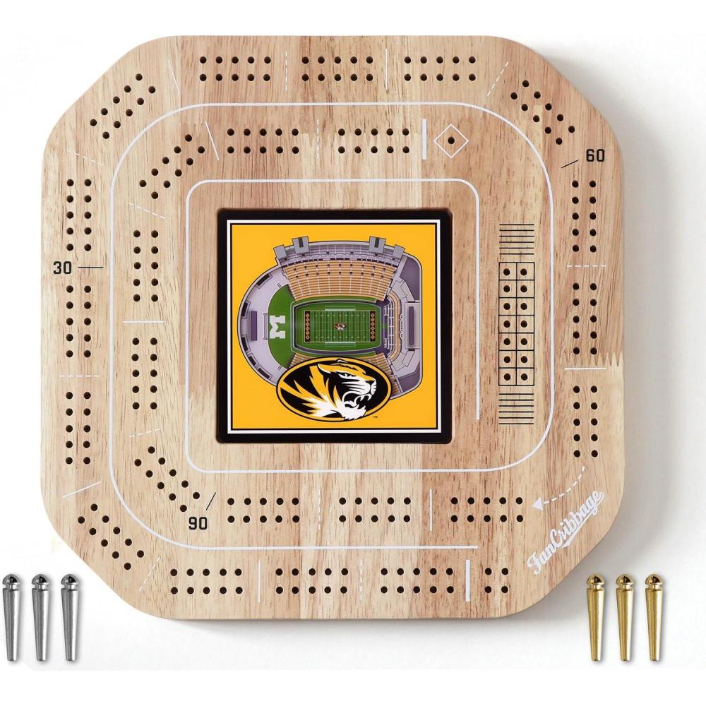 imageYouTheFan NCAA Licensed Fan Cribbage Wood Board GameMissouri Tigers