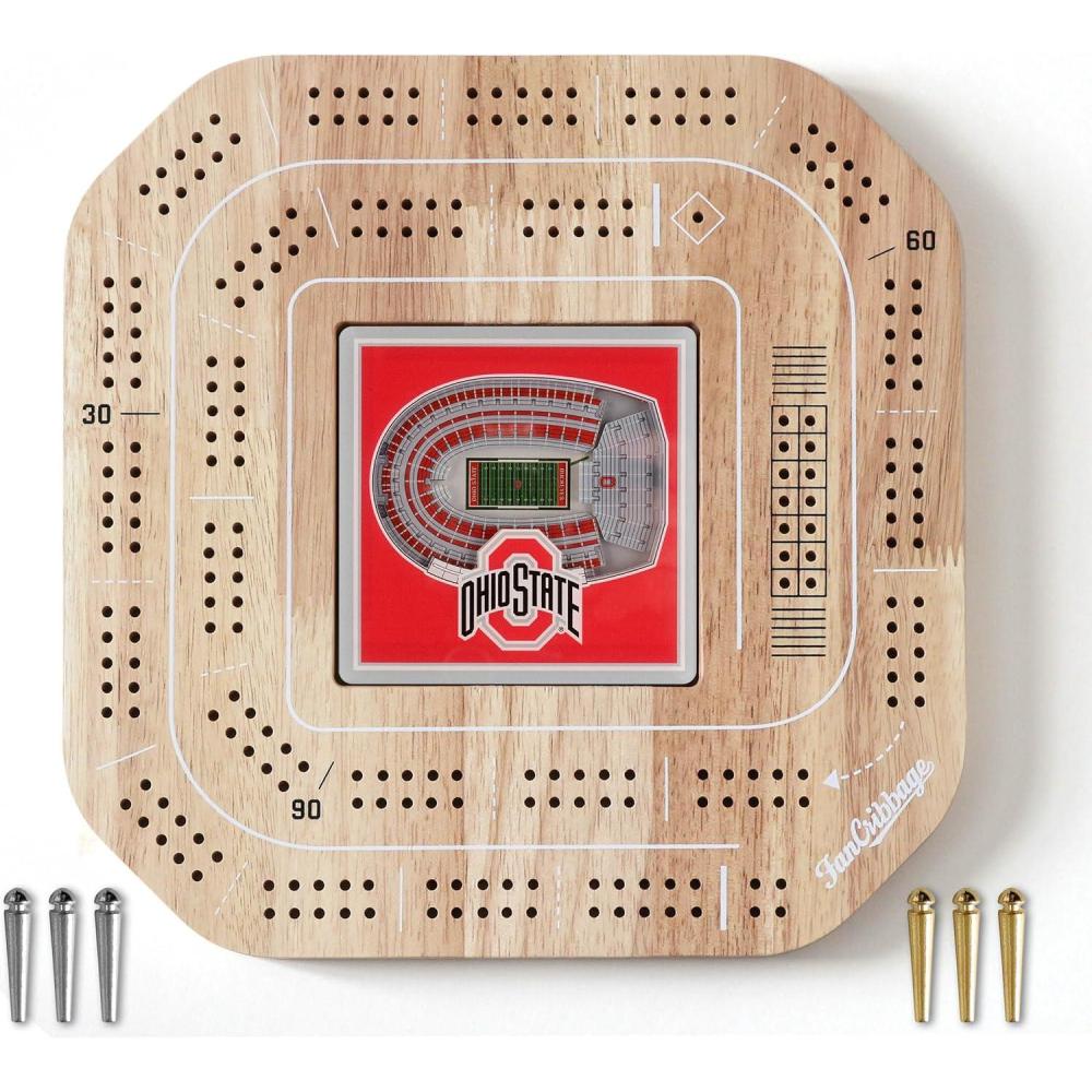 imageYouTheFan NCAA Licensed Fan Cribbage Wood Board GameOhio State Buckeyes