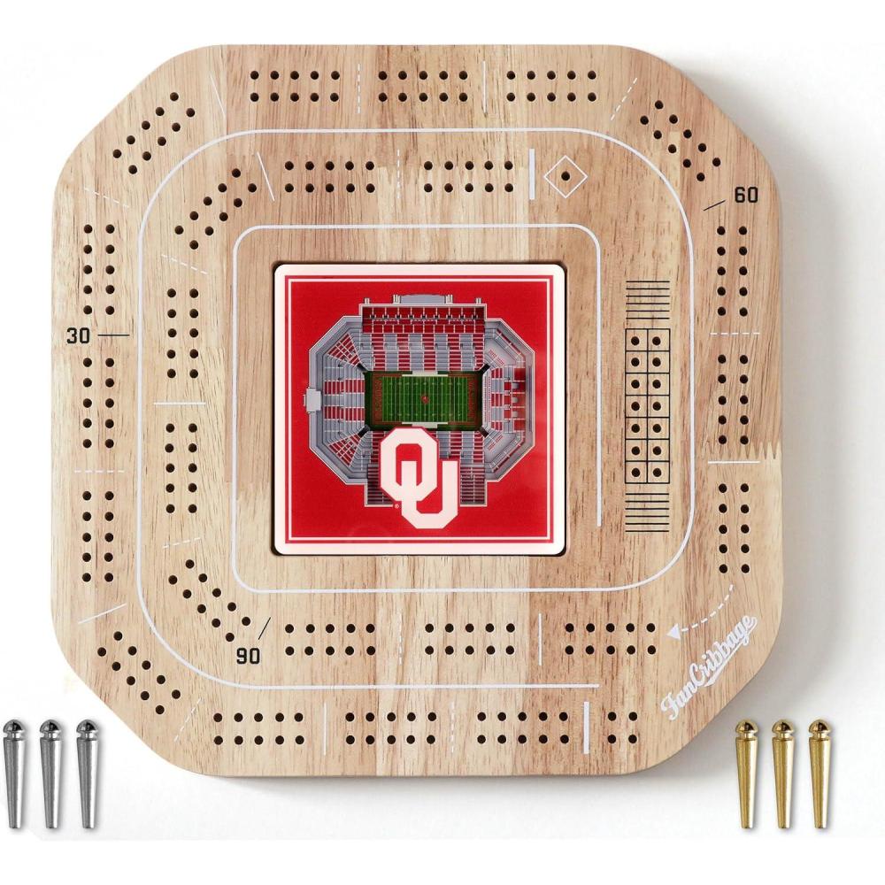 imageYouTheFan NCAA Licensed Fan Cribbage Wood Board GameOklahoma Sooners