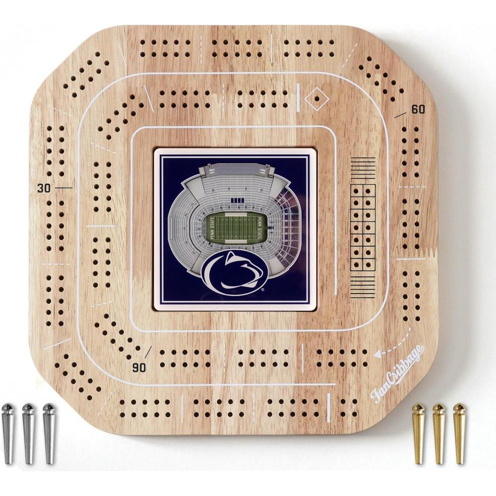 imageYouTheFan NCAA Licensed Fan Cribbage Wood Board GamePenn State Nittany Lions