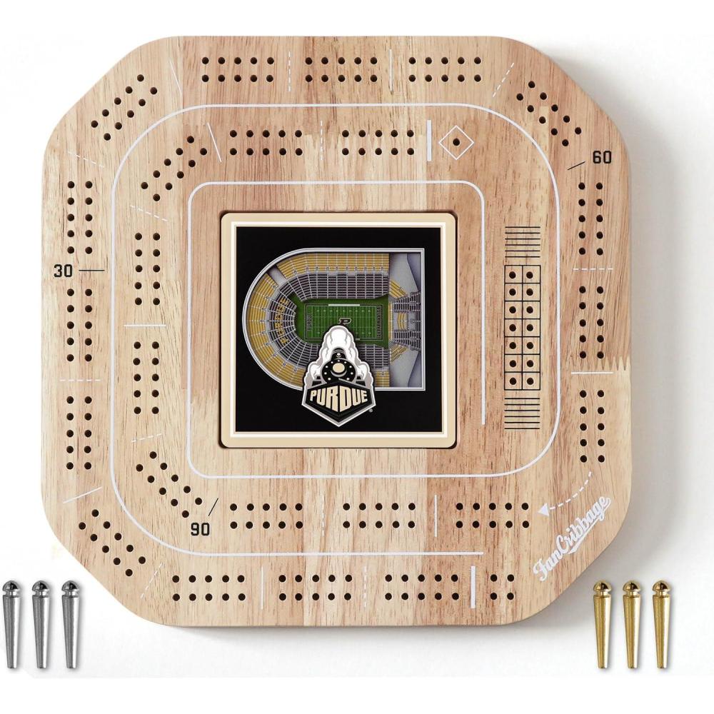 imageYouTheFan NCAA Licensed Fan Cribbage Wood Board GamePurdue Boilermakers FB