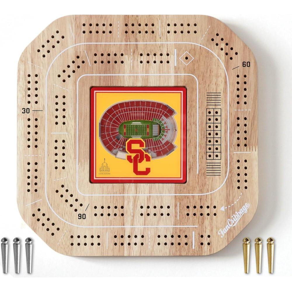 imageYouTheFan NCAA Licensed Fan Cribbage Wood Board GameUSC Trojans