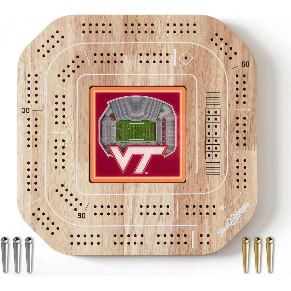imageYouTheFan NCAA Licensed Fan Cribbage Wood Board GameVirginia Tech Hokies