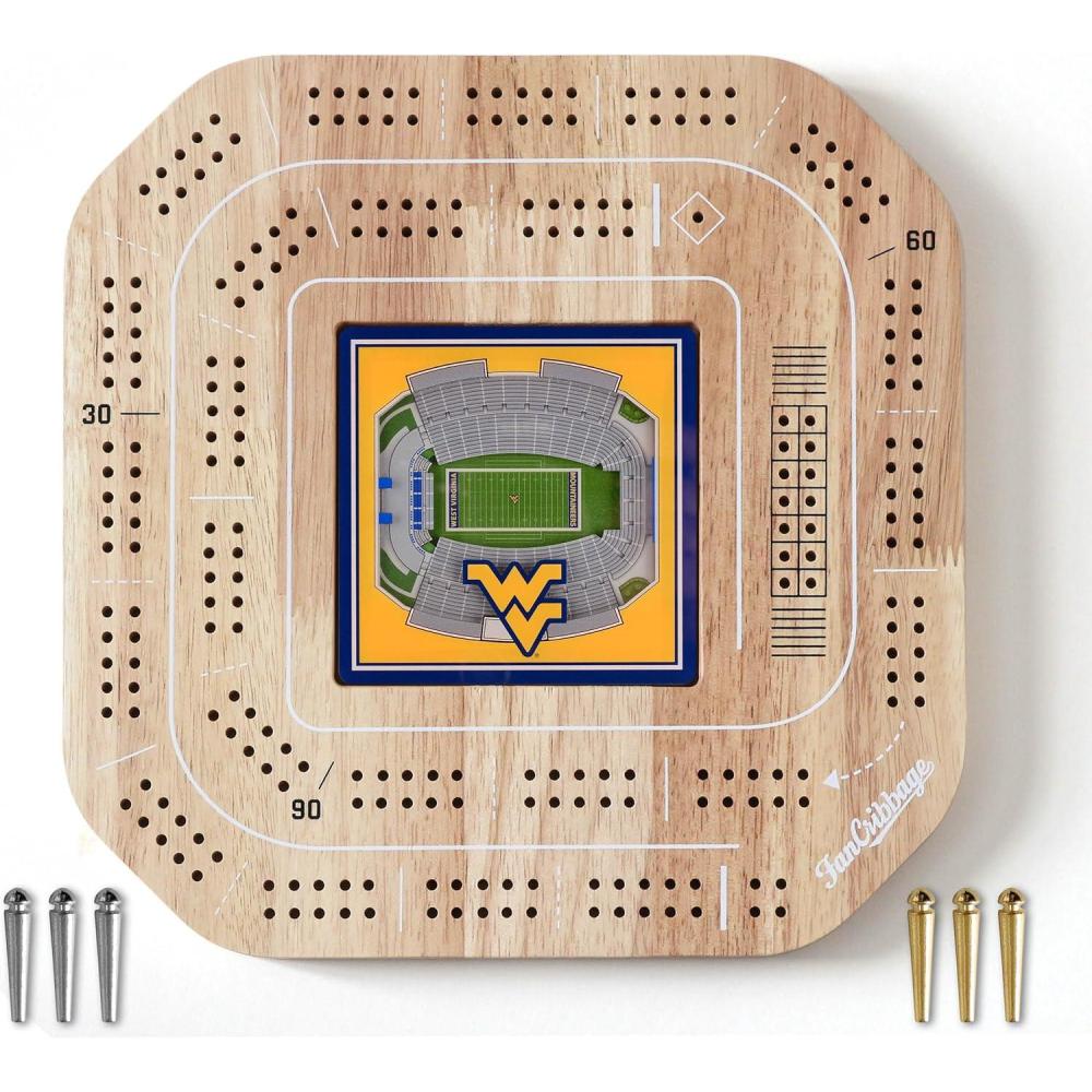 imageYouTheFan NCAA Licensed Fan Cribbage Wood Board GameWest Virginia Mountaineers