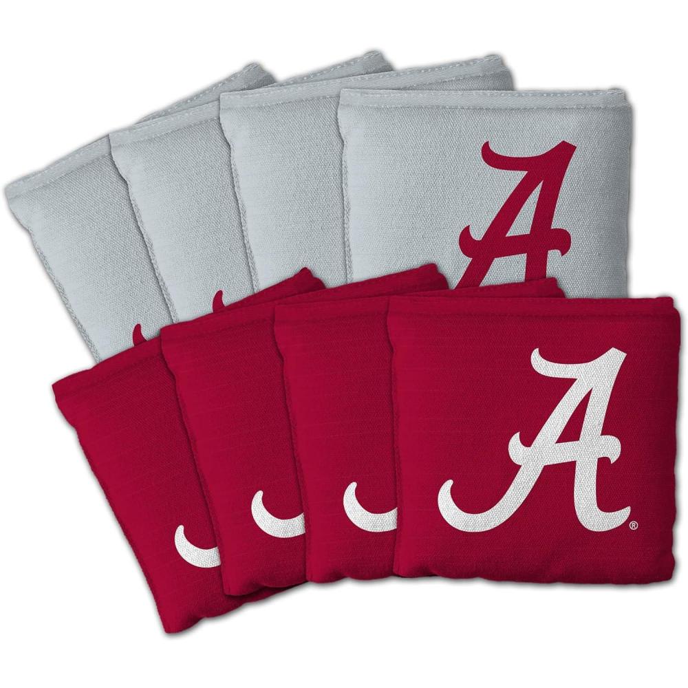 imageYouTheFan OfficiallyLicensed NCAA Set of 8 Cornhole Bags All Weather Dual Sided Slide ampamp Stop Regulation Size with Carry caseAlabama Crimson Tide