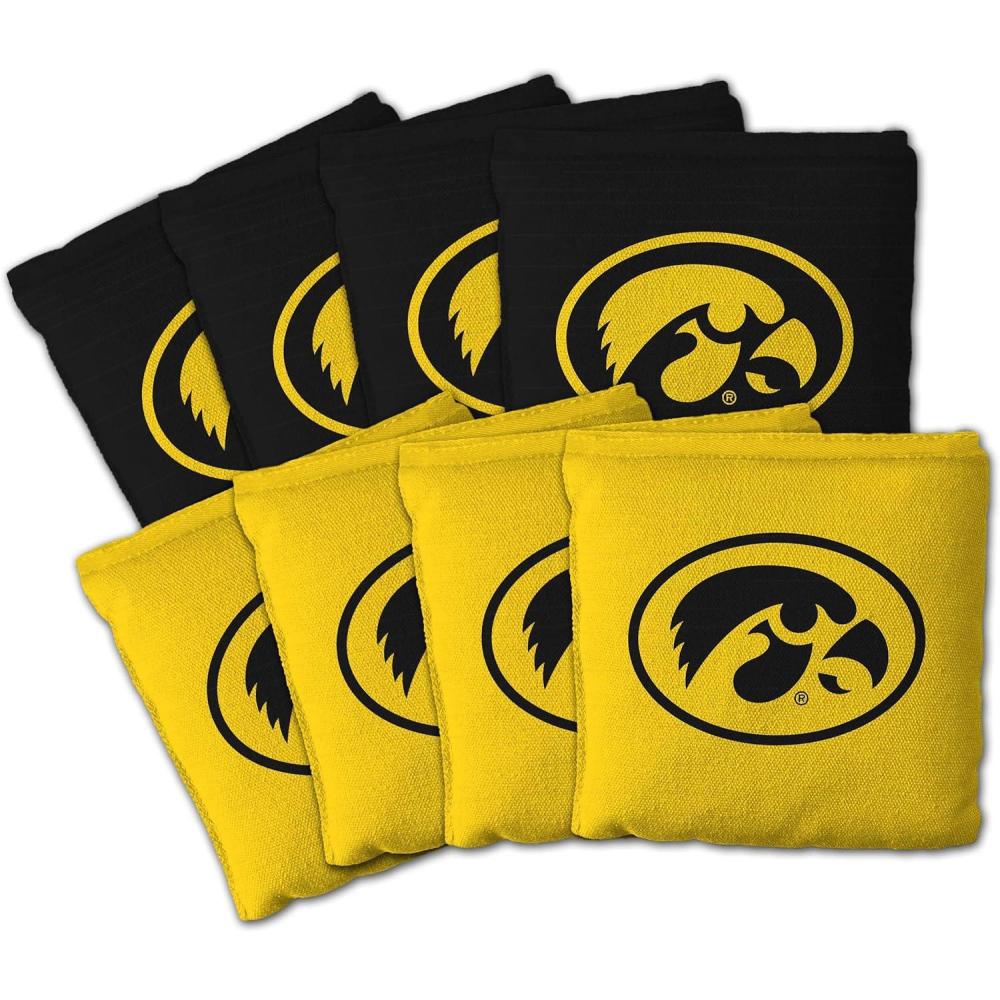 imageYouTheFan OfficiallyLicensed NCAA Set of 8 Cornhole Bags  All Weather Dual Sided Slide ampamp Stop  Regulation Size with Carry caseIowa Hawkeyes