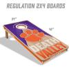 YouTheFan NCAA 2′ x 4′ Slogan Series Professional Wood Cornhole Game with Logo Bags(Clemson Tigers)