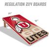 YouTheFan NCAA 2′ x 4′ Slogan Series Professional Wood Cornhole Game with Logo Bags(Utah Utes)