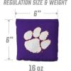 YouTheFan Officially-Licensed NCAA Set of 8 Cornhole Bags – All Weather Dual Sided Slide & Stop – Regulation Size with Carry case(Clemson Tigers)