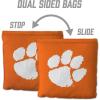 YouTheFan Officially-Licensed NCAA Set of 8 Cornhole Bags – All Weather Dual Sided Slide & Stop – Regulation Size with Carry case(Clemson Tigers)