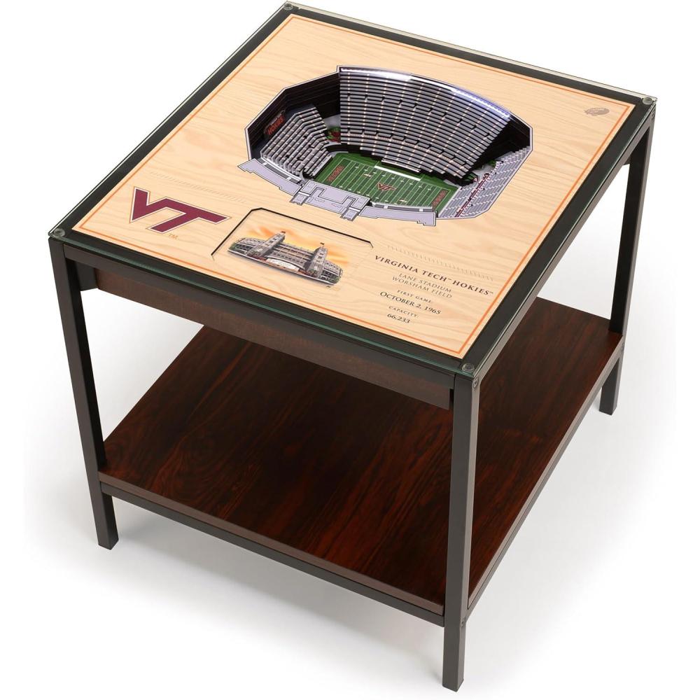 imageYouTheFan NCAA Virginia Tech Hokies 25Layer StadiumViews Lighted End Table  Lane Stadium Worsham Field