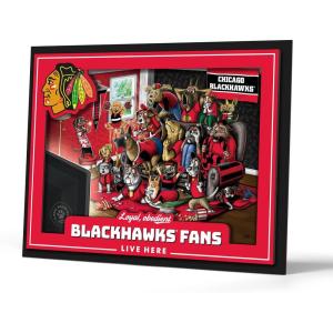 YouTheFan Officially-licensed NHL Purebred 3D Wall Art – Humorous original hand-drawn cartoon artwork, multi-layer, funny gift, indoor team decor(Chicago Blackhawks)