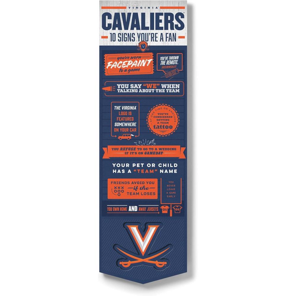 imageYouTheFan Officiallylicensed NCAA 6x19 Top 10 Signs Banner  humorous descriptions  fun sports fan phrases original design indoor team wall decor fan giftVirginia Cavaliers