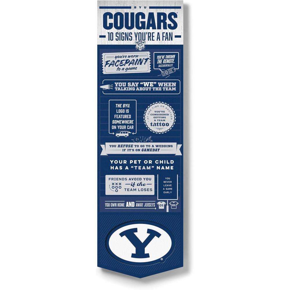 imageYouTheFan Officiallylicensed NCAA 6x19 Top 10 Signs Banner  humorous descriptions  fun sports fan phrases original design indoor team wall decor fan giftBYU Cougars