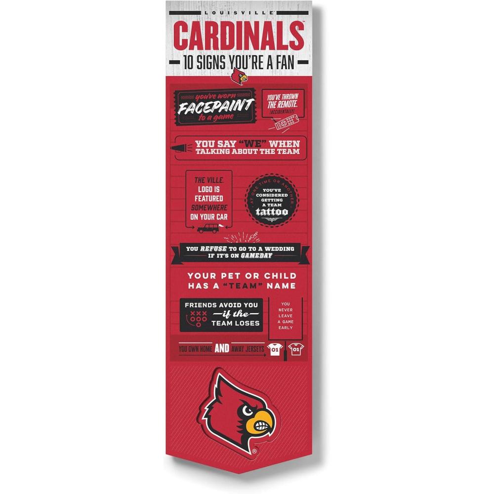 imageYouTheFan Officiallylicensed NCAA 6x19 Top 10 Signs Banner humorous descriptions fun sports fan phrases original design indoor team wall decor fan giftLouisville Cardinals