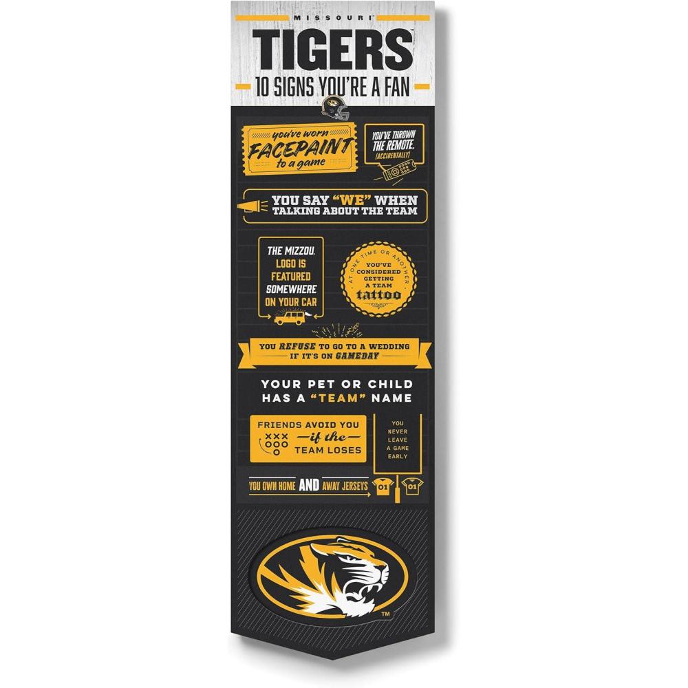 imageYouTheFan Officiallylicensed NCAA 6x19 Top 10 Signs Banner humorous descriptions fun sports fan phrases original design indoor team wall decor fan giftMissouri Tigers