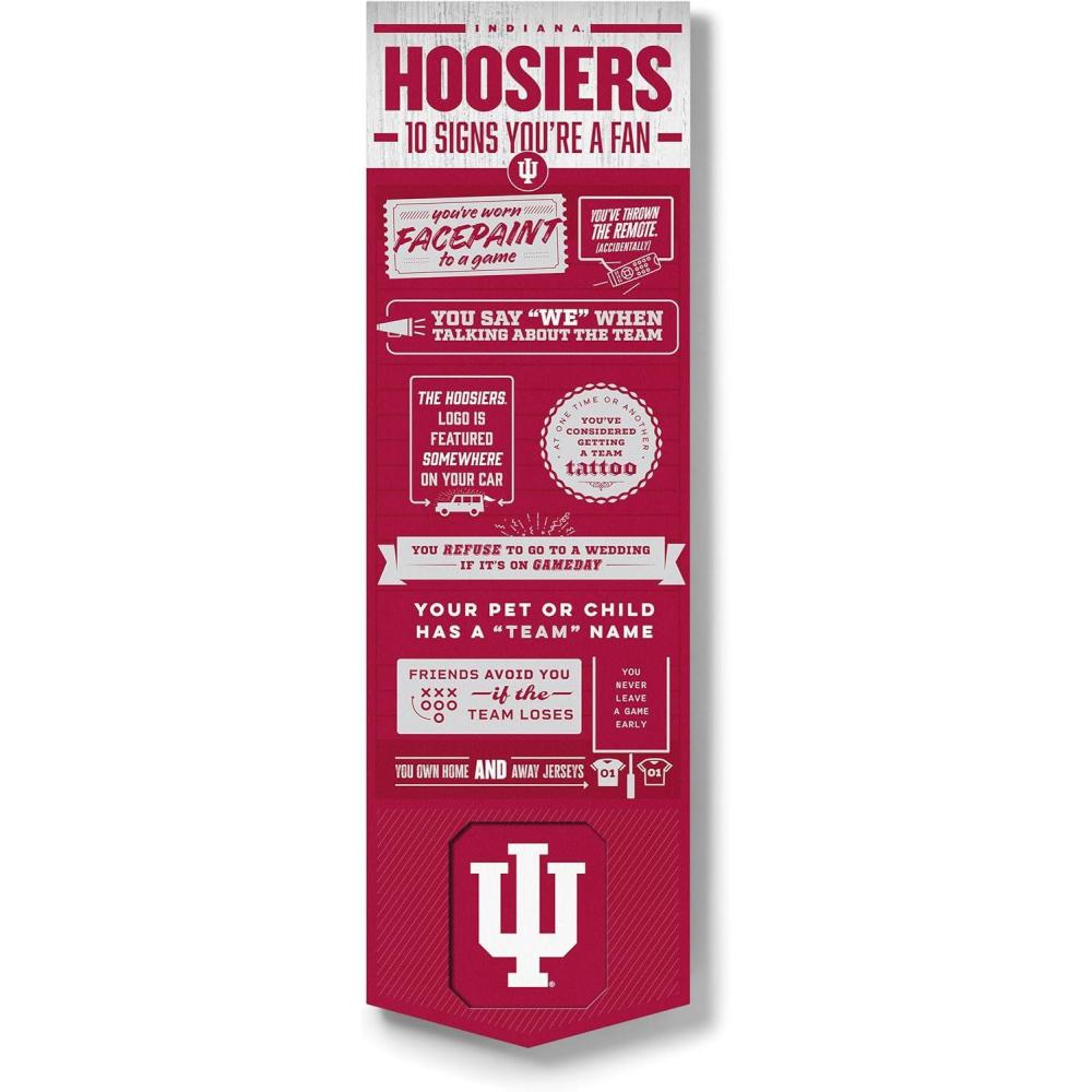 imageYouTheFan Officiallylicensed NCAA 6x19 Top 10 Signs Banner humorous descriptions fun sports fan phrases original design indoor team wall decor fan giftIndiana Hoosiers
