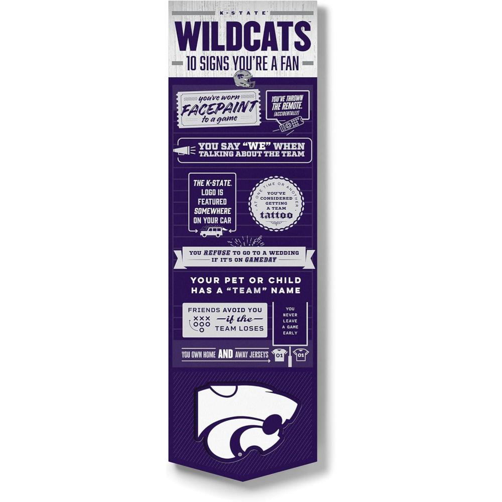 imageYouTheFan Officiallylicensed NCAA 6x19 Top 10 Signs Banner humorous descriptions fun sports fan phrases original design indoor team wall decor fan giftKansas State Wildcats