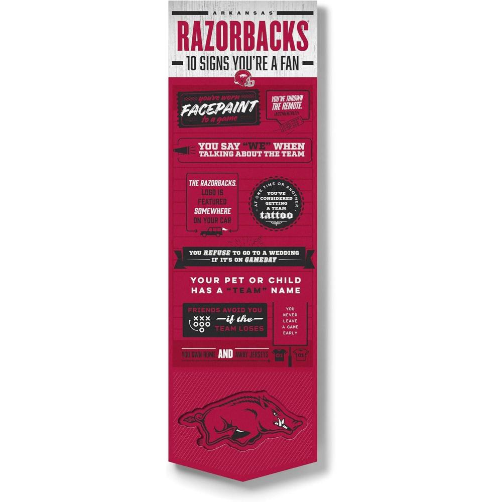 imageYouTheFan Officiallylicensed NCAA 6x19 Top 10 Signs Banner humorous descriptions fun sports fan phrases original design indoor team wall decor fan giftArkansas Razorbacks