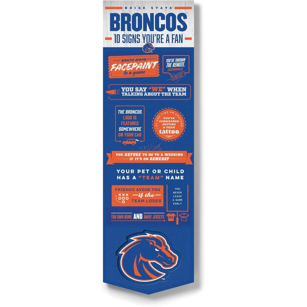 imageYouTheFan Officiallylicensed NCAA 6x19 Top 10 Signs Banner  humorous descriptions  fun sports fan phrases original design indoor team wall decor fan giftBoise State Broncos