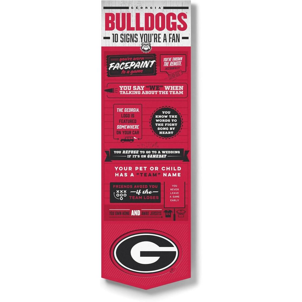 imageYouTheFan Officiallylicensed NCAA 6x19 Top 10 Signs Banner humorous descriptions fun sports fan phrases original design indoor team wall decor fan giftGeorgia Bulldogs
