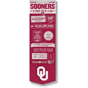 YouTheFan Officially-licensed NCAA 6×19 Top 10 Signs Banner – humorous descriptions – fun sports fan phrases, original design, indoor team wall decor fan gift(Oklahoma Sooners)