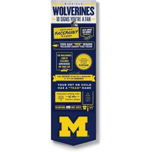 YouTheFan Officially-licensed NCAA 6×19 Top 10 Signs Banner – humorous descriptions – fun sports fan phrases, original design, indoor team wall decor fan gift(Michigan Wolverines)