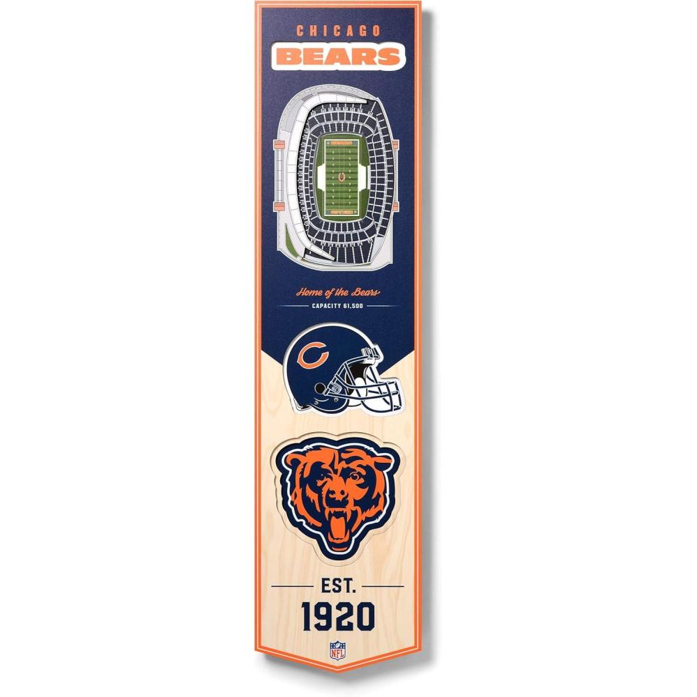 imageYouTheFan NFL 3D Stadium Banner 8 x 32 InchesChicago Bears