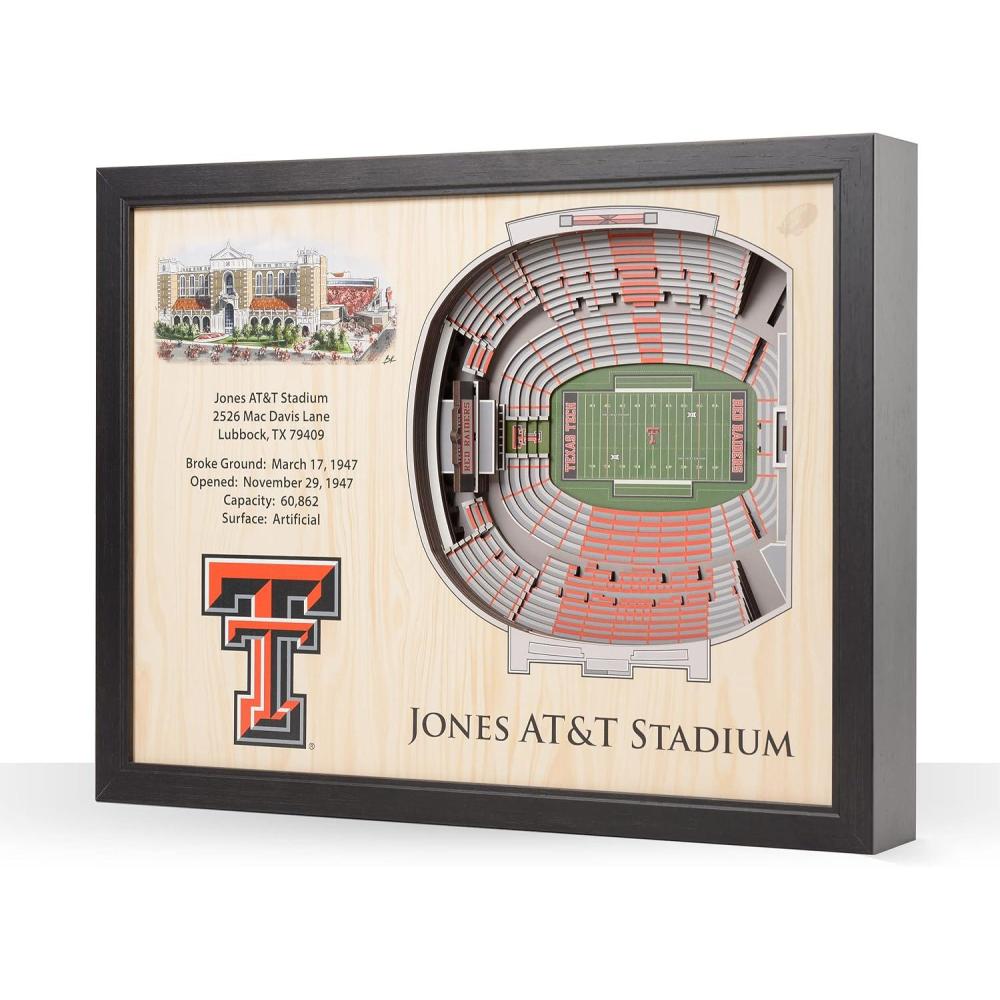 imageYouTheFan NCAA 25Layer StadiumView Wall ArtTexas Tech Red Raiders FB
