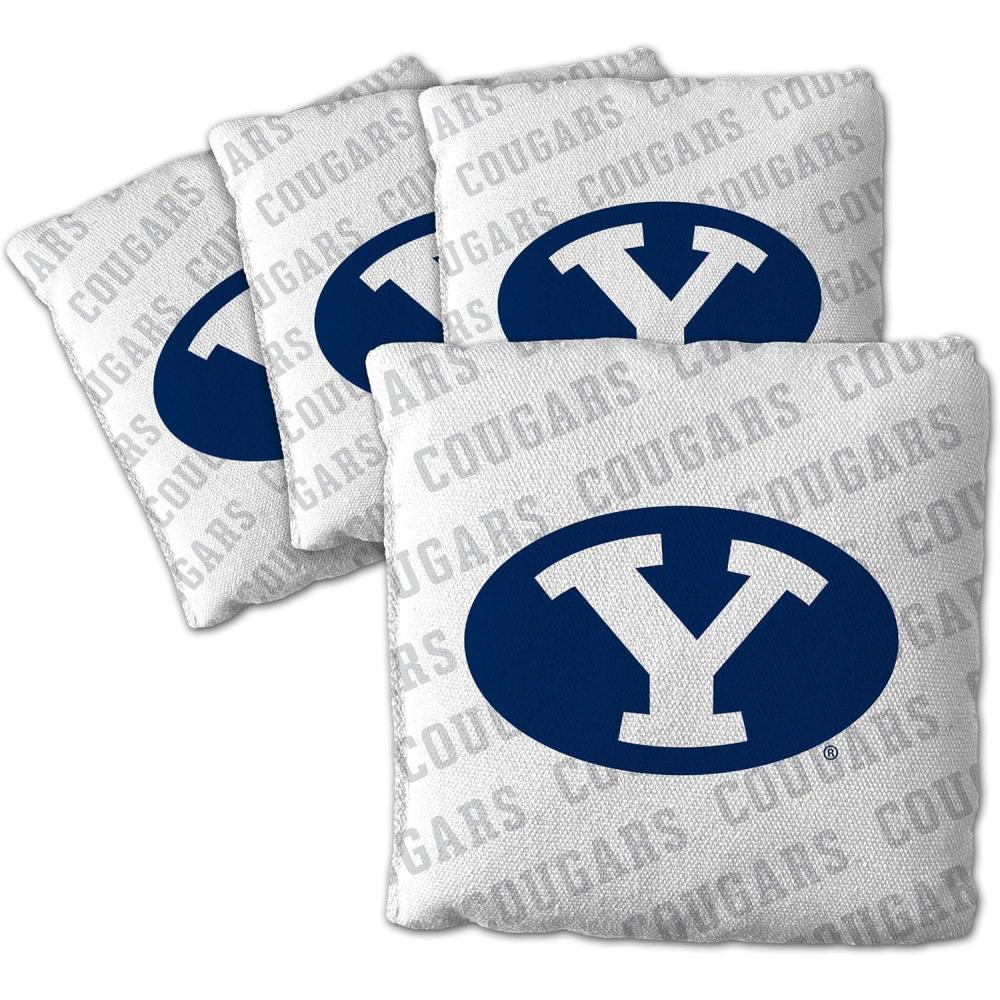 imageYouTheFan OfficiallyLicensed NCAA Set of 4 Cornhole Bags  All Weather Regulation 6 x 6 Size  16oz Weight  Designed in USABYU Cougars  White